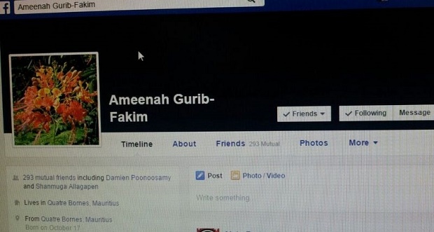 Profil Facebook piraté: Gurib-Fakim portera plainte à la Cybercrime Unit