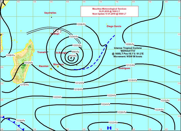 Cyclone Berguitta: Maurice passe en alerte 3