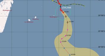 A 16 heures ce vendredi 10 avril, le cyclone tropical Joalane se trouvait à 320 km à l’est-nord-est de Rodrigues.