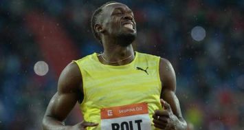 Usain Bolt au cours du 200 m de la réunion d'Ostrava, en République tchèque, le 26 mai 2015.
