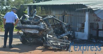 L’accident survenu à Camp-Benoit, Petite-Rivière, le dimanche 23 août, a coûté la vie au conducteur de cette Mercedes.