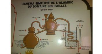 Schéma de l’alambic du Domaine Les Pailles, un modèle Circa 1758. Cet équipement servait à la distillation du rhum.