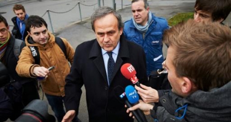 Michel Platini à son arrivée à Zurich pour plaider sa cause devant la chambre des recours de la Fifa, le 15 février 2016.