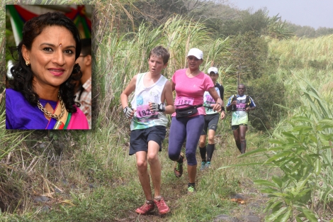 Tharuna Jeetah, fondatrice de Faucon Flacq Athletics Club (en médaillon) a une passion pour la course à pied tant en cross-country et course sur route qu’en trail.