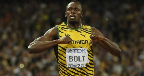 Le Jamaïcain Usain Bolt vainqueur de la finale du 200 m aux Mondiaux d'athlétisme, le 27 août 2015 à Pékin.