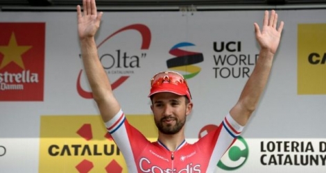 Nacer Bouhanni, lors d'une victoire d'étape sur le Tour de Catalogne, le 21 mars 2016 à Calella