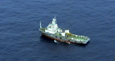 Une capture d'écran montre un navire cherchant des débris du vol MS804 en Méditerranée le 21 mai 2016.