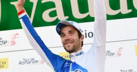 Le coureur de la FDJ Thibault Pinot, lors du Tour de Romandie à Sion, en Suisse, le 29 avril 2016