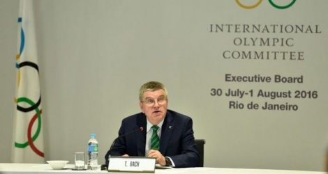Le président du CIO Thomas Bach lors la réunion de la commission exécutive de l'instance olympique, le 30 juillet 2016 à Rio 