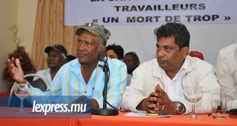  La Port-Louis Harbour and Dock Workers Union lors d’une conférence de presse, mercredi 3 août.
