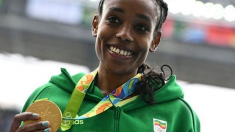 L'Ethiopienne Almaz Ayana, médaillée d'or à Rio et détentrice du nouveau record du monde du 10.000m, le 12 août 2016