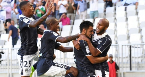 La joie des Bordelais après le but de Gaëtan Laborde contre Saint-Etienne, le 13 août 2016 à Bordeaux.