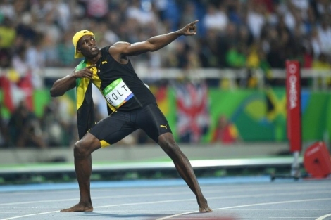 Usain Bolt médaillé d'or olympique sur 100 m à Rio, le 14 août 2016.