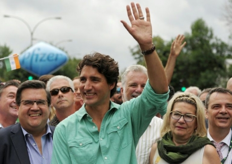 Le Premier ministre Canadien Justin Trudeau à la Gay pride de Montréal, le 14 août 2016.