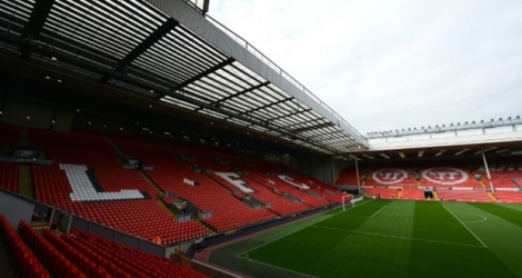Vue générale du stade de Liverpool à Anfield Road.