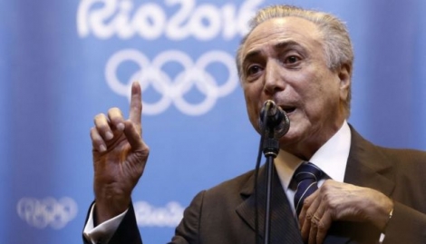 Le président brésilien par intérim Michel Temer lors d'une visite au parc olympique de Rio, le 18 août 2016 