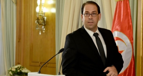 Le premier ministre tunisien Youssef Chahed pendant une conférence de presse de présentation de son nouveau gouvernement.