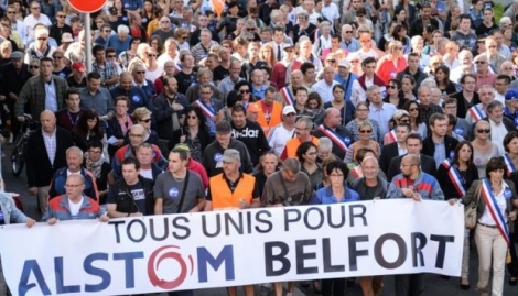 Manifestation d'opposants à la fermeture du site d'Alstom, le 24 septembre 2016 à Belfort 