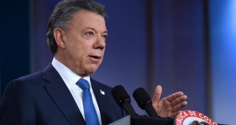 «La paix en Colombie est proche» a assuré le président Juan Manuel Santos lors d'une conférence de presse à Bogota, le 5 octobre 2016.