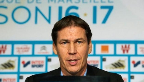 Le nouvel entraîneur de Marseille Rudi Garcia en conférence de presse au centre d'entraînement du club, le 21 octobre 2016