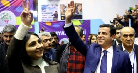 Les deux coprésidents du HDP, principal parti prokurde de Turquie, Figen Yüksekdag et Selahattin Demirtas.