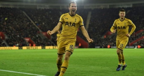 L'attaquant Harry Kane vient de marquer le 2e but de Tottenham sur le terrain de Southampton, le 28 décembre 2016.