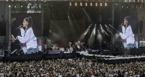 La chanteuse américaine Ariana Grande lors du concert One Love Manchester