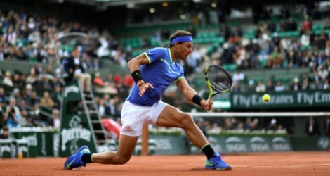 L'Espagnol Rafael Nadal, lors des quarts de finale de Roland-Garros, le 7 juin 2017 à Paris 