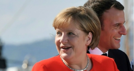 La chancelière allemande Angela Merkel et le président français Emmanuel Macron à Trieste, en Italie