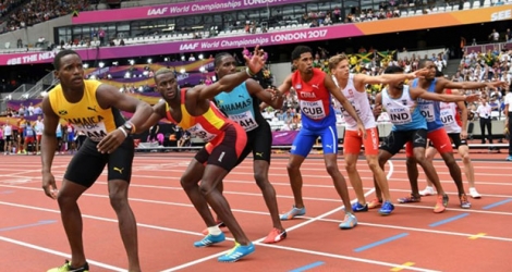 Passage de témoins en demi-finales du 4x400 m aux Mondiaux, le 12 août 2017 à Londres
