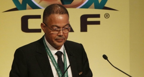 Le patron de la Fédération Royale Morocaine de Football Fouzi Lekjaal s'exprimant devant le Symposium de la CAF à Rabat, le 18 juillet 2017.