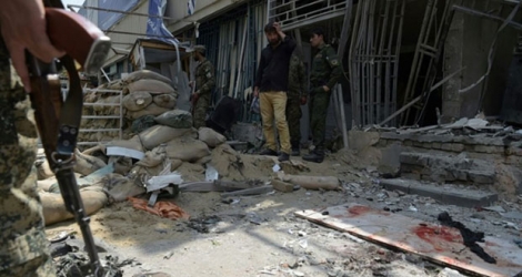 Site de l'attentat-suicide le 29 août 2017 près d'une agence bancaire dans une rue commerçante du centre de Kaboul, près de l'ambassade des États-Unis 