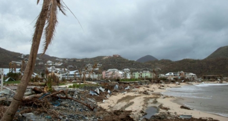 Le site de l'Anse Marcel sur l'île de Saint-Martin après le passage des ouraganas Irma et Maria, le 20 septembre 2017.