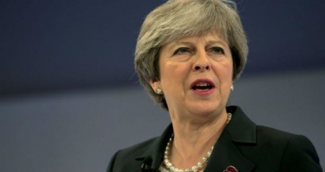La Première ministre britannique Theresa May, lors d'une conférence à Londres, le 6 novembre 2017.