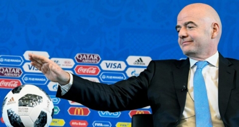 Le patron de la Fifa Gianni Infantino, le 1er décembre 2017 à Moscou avant le le tirage au sort de la Coupe du Monde en Russie