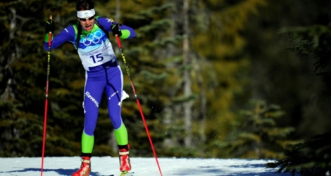 La Slovène Teja Gregorin engagée dans la mass start des Jeux d'hiver de Vancouver, le 21 février 2010