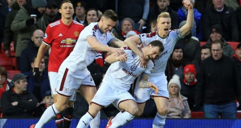 La joie des joueurs de Burnley après un but contre Manchester United, le 26 décembre 2017 à Old Trafford.