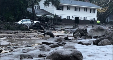 Une rue de Montecito, en Californie, après une coulée de boue le 9 janvier 2018