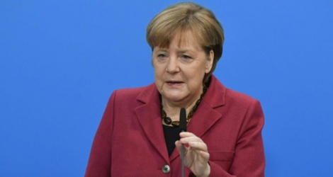  La chancelière allemande Angela Merkel au siège de la CDU, avant des négociations pour former un gouvernement, le 26 janvier 2018 à Berlin.