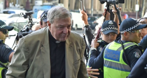 Le cardinal australien George Pell arrive au tribunal de Melbourne, le 5 mars 2018.