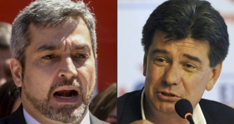 Les deux principaux candidats à la présidentielle de dimanche au Paraguay: le favori Mario Abdo Benitez (g) et le challenger Efrain Alegre