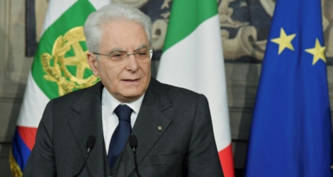 Le président italien Sergio Mattarella lors d'une conférence de presse à Rome, le 13 avril 2018.