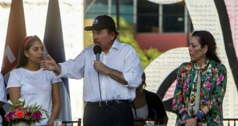 Le président du Nicaragua Daniel Ortega avec son épouse, la vice -présidente Rosario Murillo.
