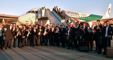 L'équipe iranienne à son arrivée à Moscou, le 5 juin 2018.
