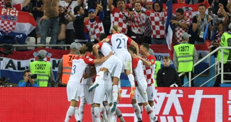 Les Croates vainqueurs du Nigeria avec notamment un penalty transformé par Modric à Kaliningrad, le 16 juin 2018 