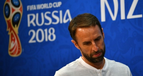 Le sélectionneur de l'Angleterre Gareth Southgate en conférence de presse, le 23 juin 2018 à Nijni Novgorod 