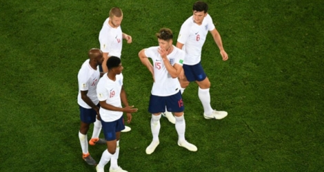 Joueurs anglais lors du match perdu contre la Belgique le 28 juin 2018 à Kaliningrad .
