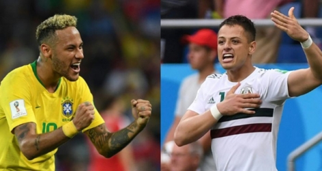 Neymar le Brésilien (g) et Javier «Chicharito» Hernandez le Mexicain dans un photomontage réalisé le 30 juin 2018.
