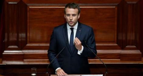 Le président Emmanuel Macron devant les parlementaires en congrès à Versailles.