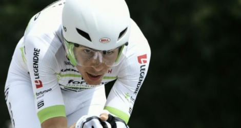 Le Français Warren Barguil lors du prologue du Critérium du Dauphiné le 3 juin 2018 à Valence.